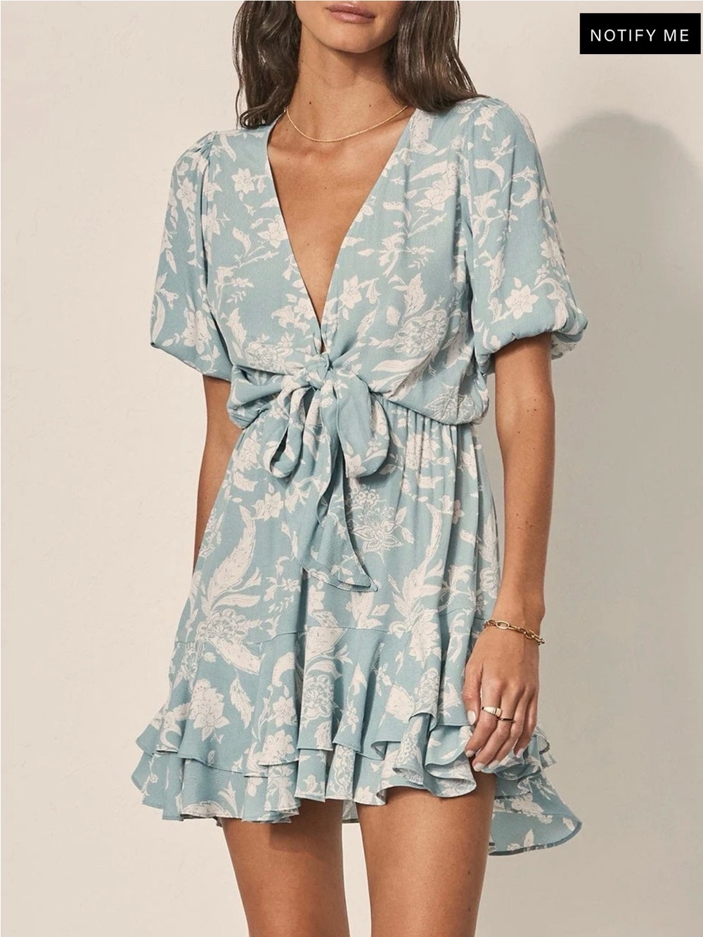 Kivari Mavi Tie-Front Mini Dress
